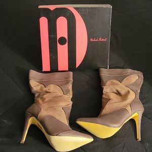 Brown Two Toned High Heel Boots
